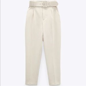 ZARA HIGH-WAISTED BELTED PANTS